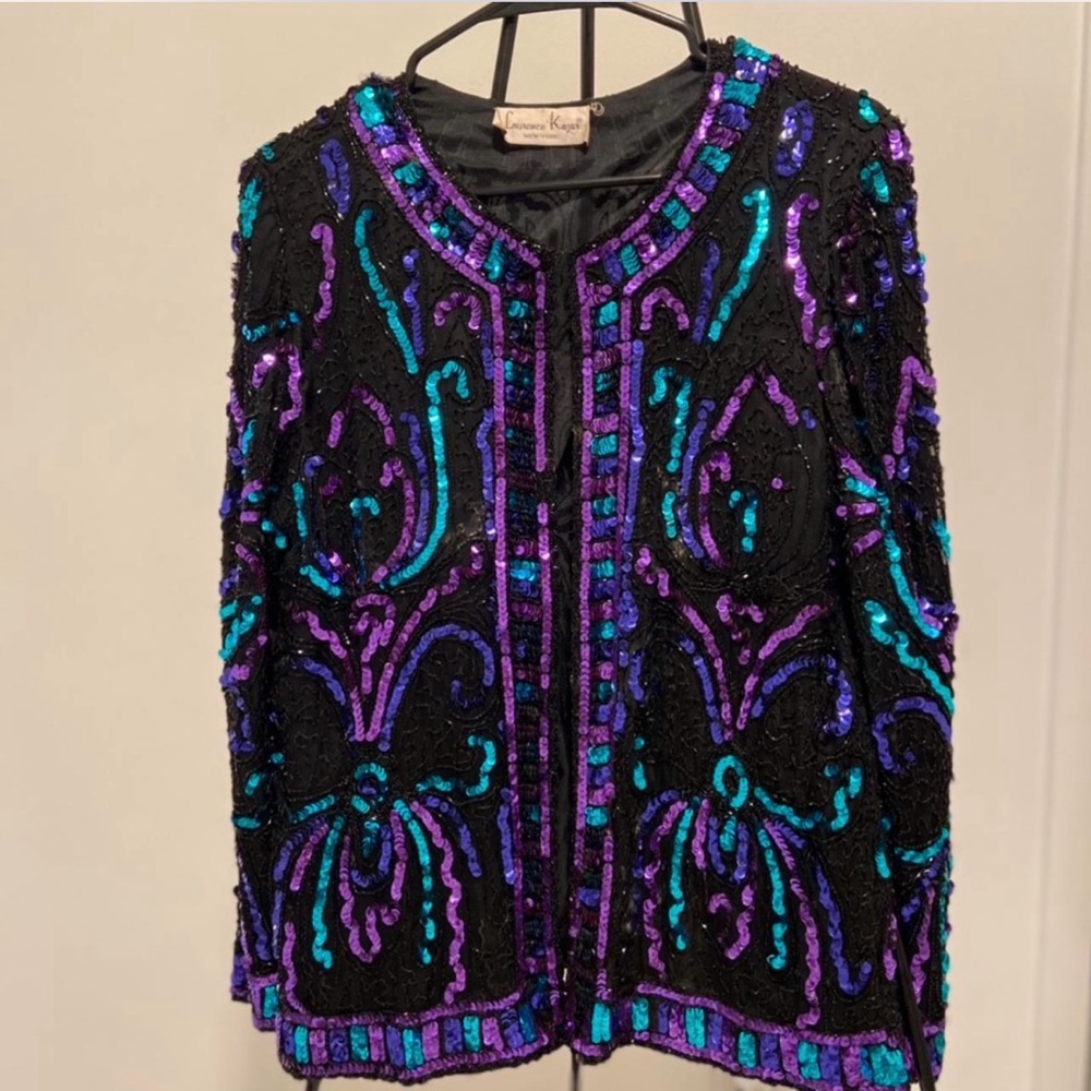 Laurence Kazar Black Jacket with Purple and Blue Sequins